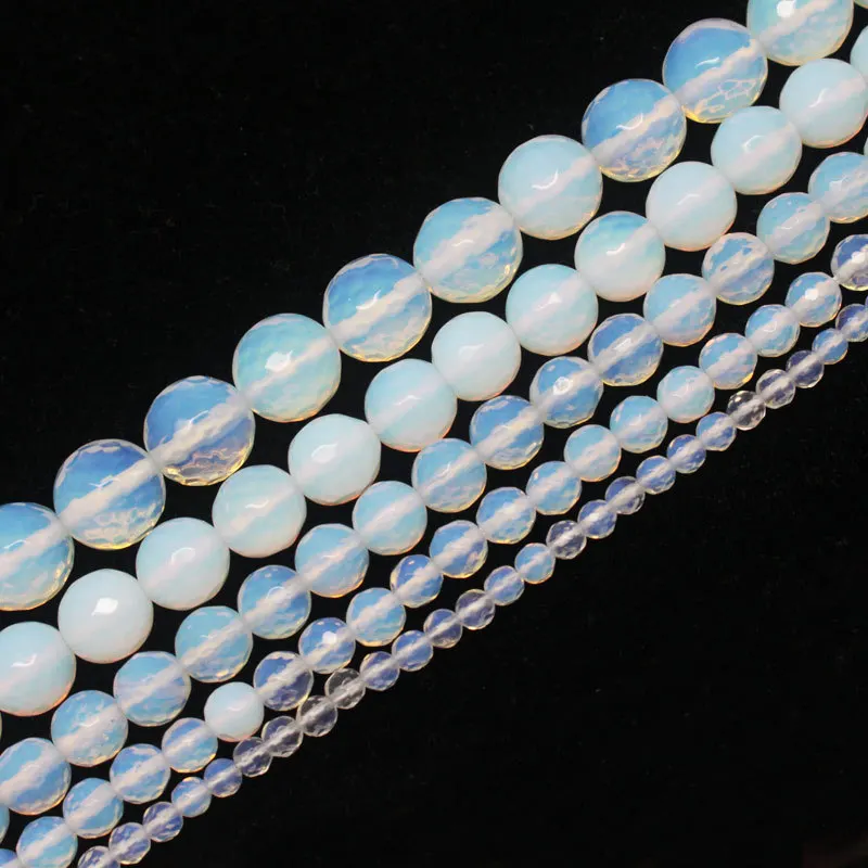 

Faceted 4,6,8,10,12mm White Opal Round Beads15"/38cm, For DIY Jewelry making ,We provide mixed wholesale for all items!
