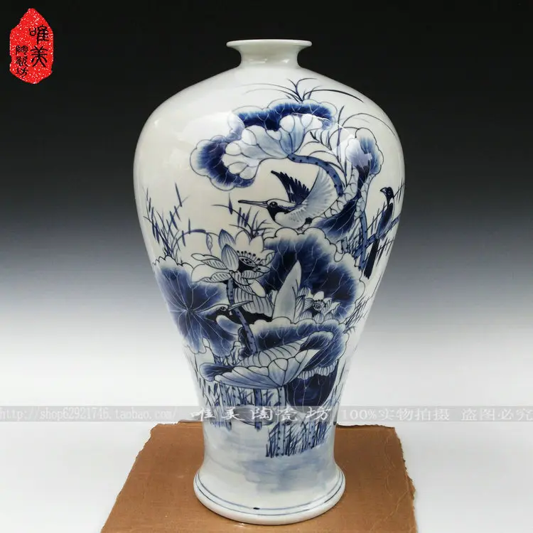 

Ceramics antique vase full blue and white porcelain floor vase