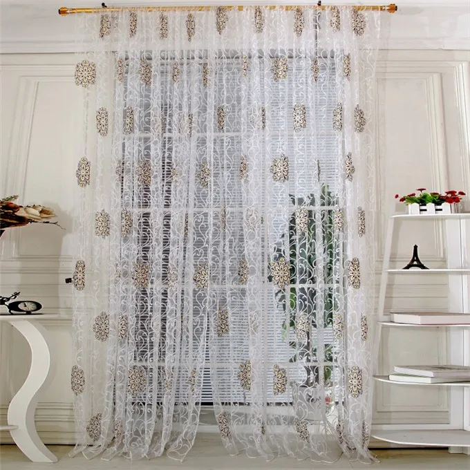 3 цвета, 95 см x 200 см, комнатный Цветочный Тюль, занавеска для окна, драпировка, панель, наклейка, шарф, творожные подзоры, занавески s