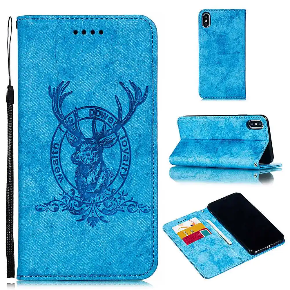 KISSCASE Deer Head Pattern Leather Case For iphone X 7 8 6 6S Plus Wallet Card Solt Flip XR XS MAX Phone Cover |