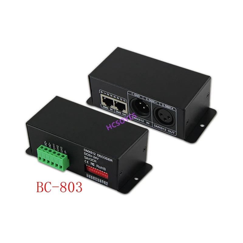BC-803 RGB DMX512 Контроллер DC5V-24V 5А * 3CH led ШИМ постоянное напряжение декодер для полоса