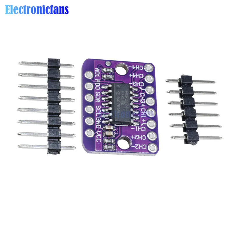 MCP3424 цифровой I2C АЦП 4 канала модуль преобразования для Raspberry Pi для Arduino 2,7-5,5 V Программируемый коэффициент усиления модуль усиления