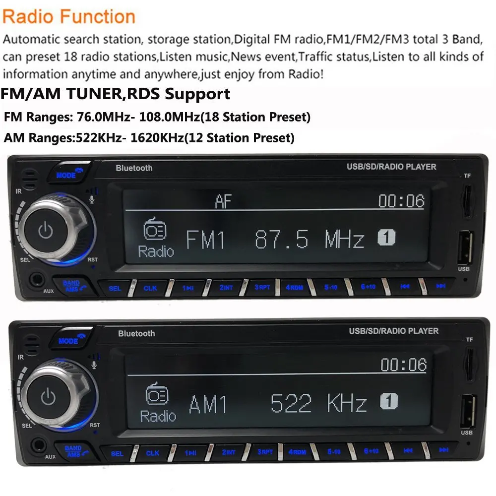 12 В Bluetooth Авторадио DAB + приемник 1 Din автомобильное радио стерео Поддержка AM FM RDS USB