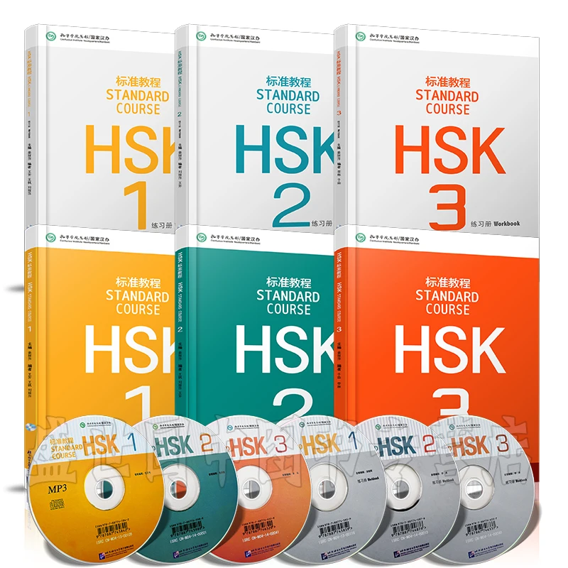 6pcs/set Learning Chinese HSK students textbook :Standard Course HSK with 1 CD (mp3)--Volume 1-3