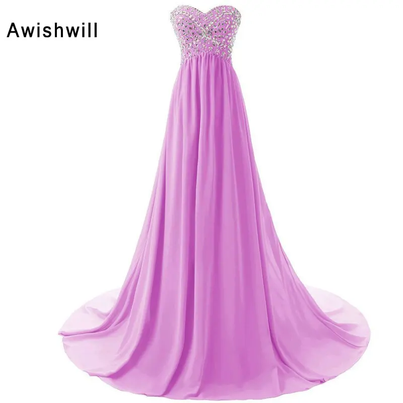 Выполненное на заказ шифоновое длинное вечернее платье с коротким шлейфом и