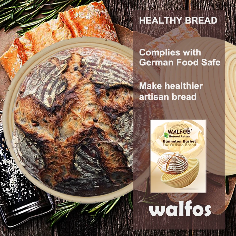 WALFOS плетеная корзина для брожения из натурального ротанга, кантри багет, французский хлеб, массовая защита, корзины для теста, баннетоновые корзины