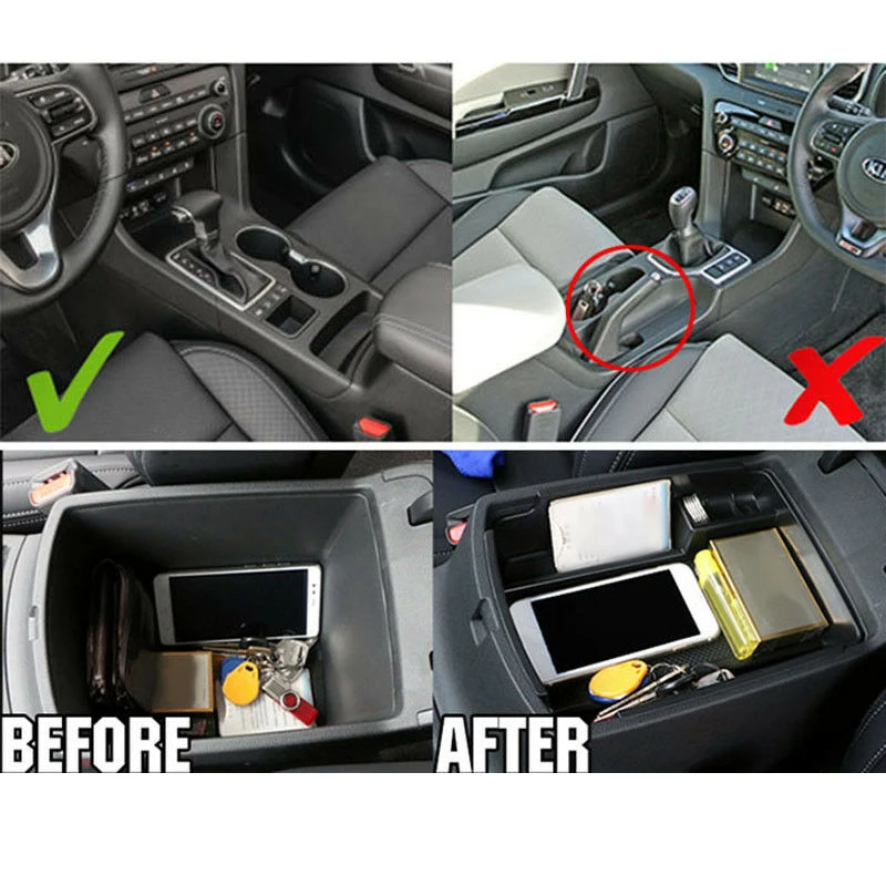 Black Auto Car Armrest Storage Boxes Accessories Fit For Kia Sportage 2017 Center Console Bin Tray Box | Автомобили и мотоциклы