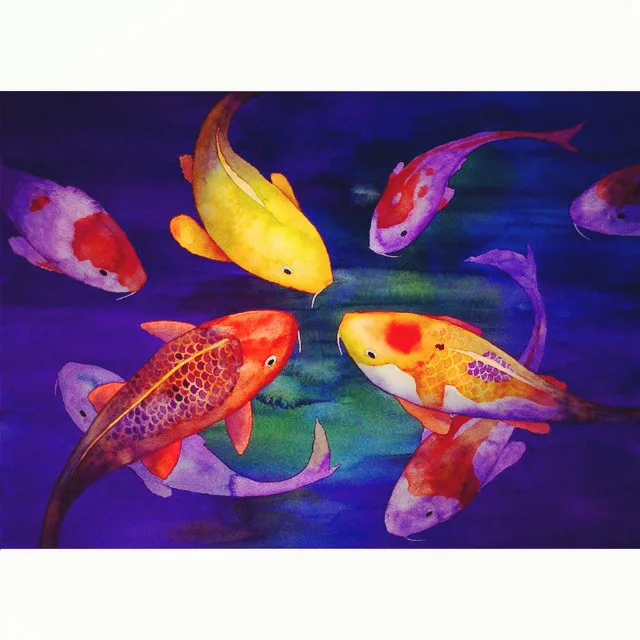 Koi Fish Painting 5d краска с бриллиантами Алмазная картина полностью квадратная Doamond