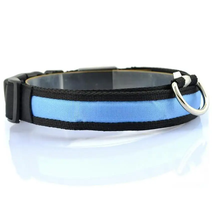 Blue Нейлоновый светодиодный ошейник для собак, ночная защита от потери, мигающие светящиеся товары для собак, 7 цветов, размеры s, m, l, xl, для щенков 2,12 - Цвет: Blue