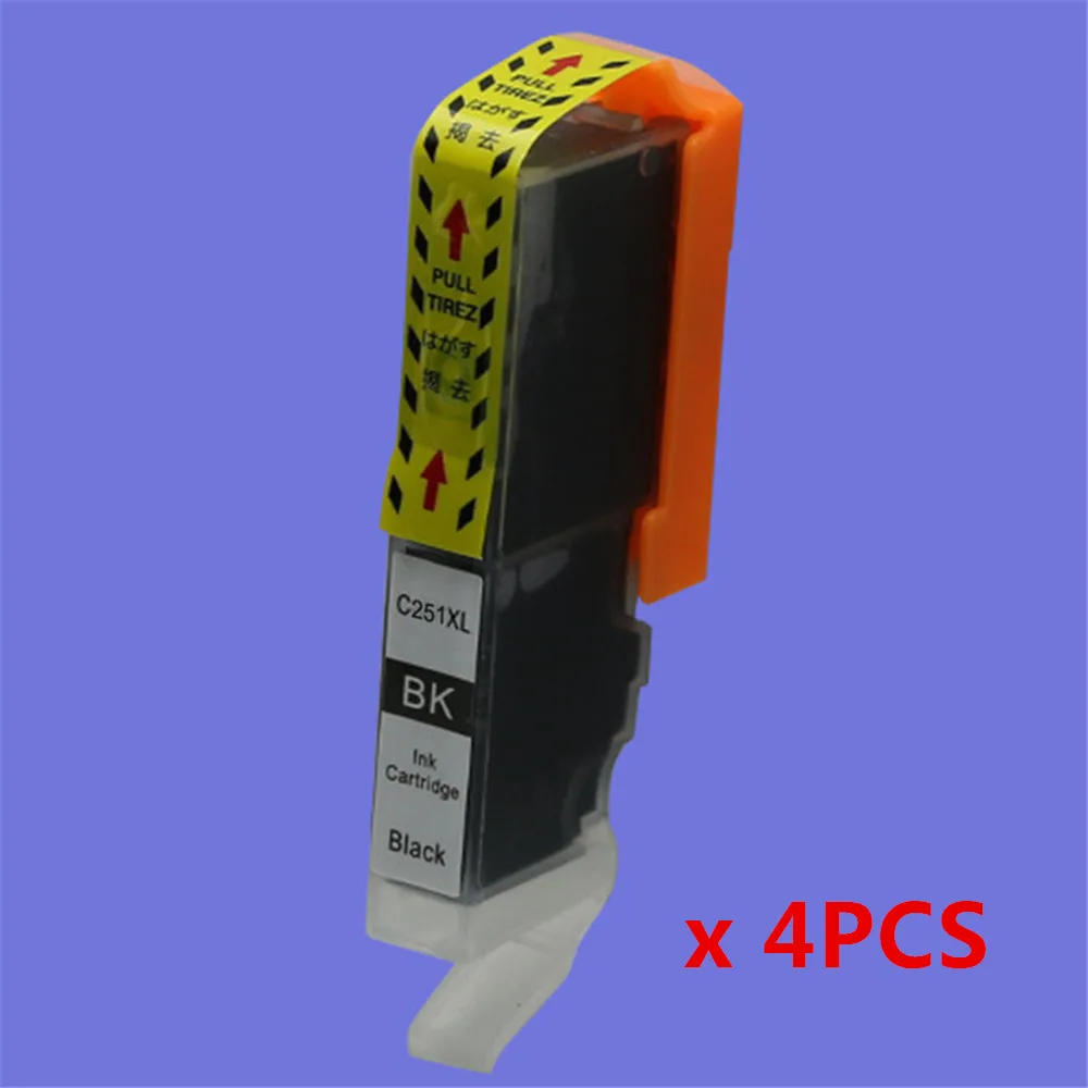 4PBK Объемные чернила PGI 250 XL CLI 251XL чернильные картриджи, совместимые с Canon PIXMA MG7120 IP7220 MX722 MX922 MG5420 MG5422 Cartouche - Цвет: 4PBK