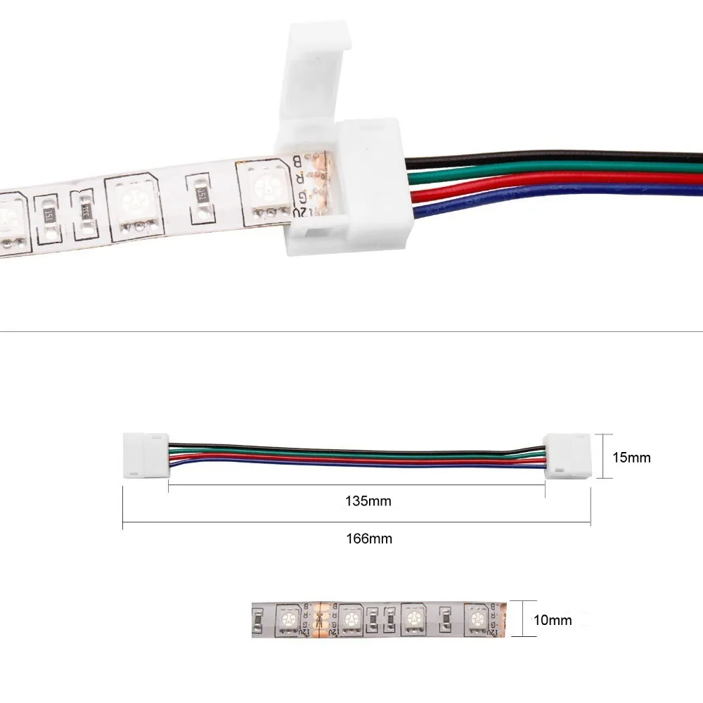 RGB светодиодные ленты Разъем Кабель PCB клип аксессуары наборы для SMD 3528/5050 огни 10