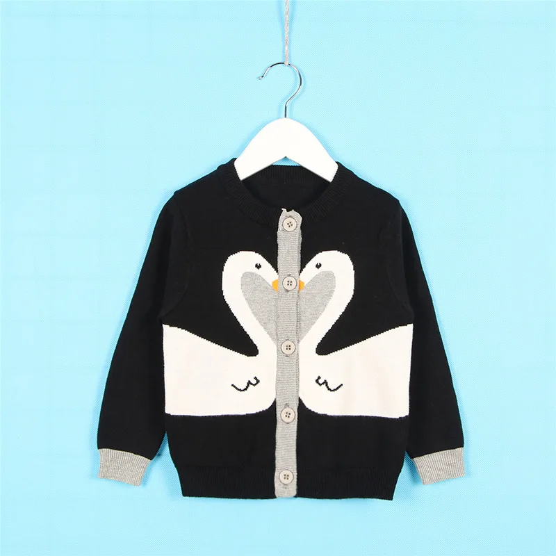 Кардиган с лебедями для девочек 1 6 лет свитер Детская верхняя одежда и пальто