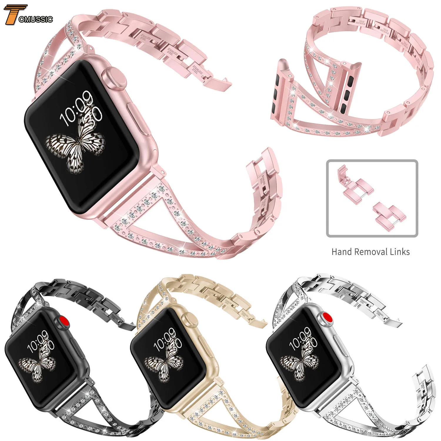 Ремешок для часов, из нержавеющей стали для Apple Watch Series 5 4 3 2 1, 38, 42, 40, 44 мм