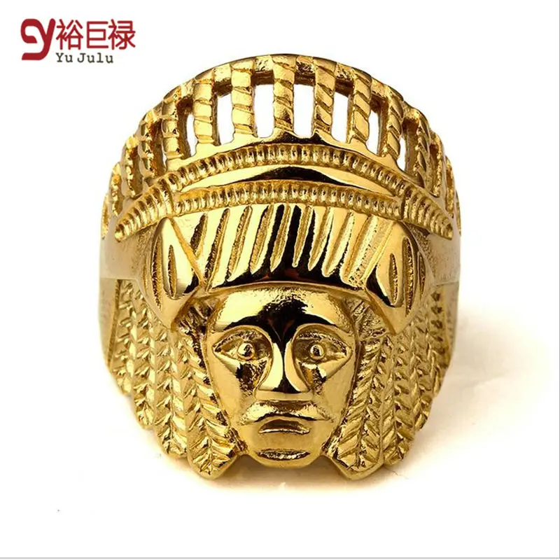 Хип-хоп золотые кольца для мужчин индийский главный лидер крутое кольцо Bague Femme