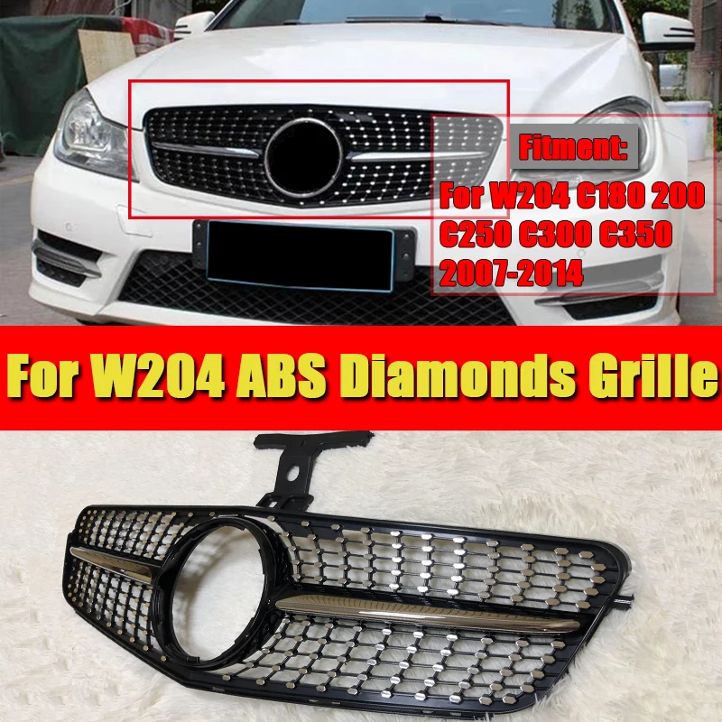 Для merceesmb W204 Седан купе C63 вид решетка бриллианты C Класс C180 C200 C250 C350 C400 решетки ABS черный без знака 07-14