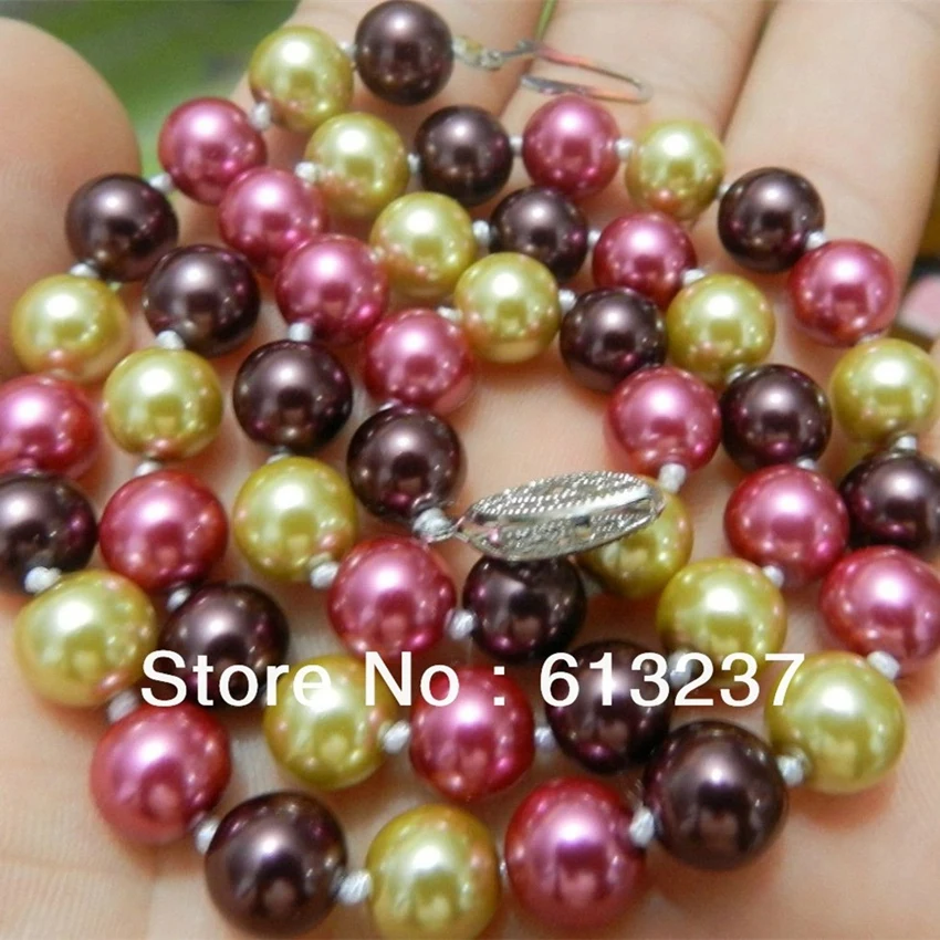 

Hot sale shell chain necklace for women 17color simulterd-pearl 8mm 10mm 12mm 14mm round beads strand choker jewelry 18inch B637