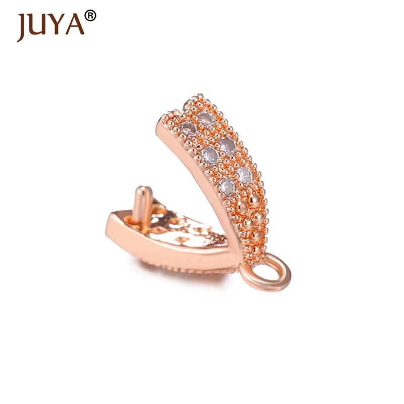 Rose Gold Фурнитура для ювелирных изделий, аксессуары для украшений, бейл для подвески, коннектор- бейл для кулона, фурнитура для сережек, фурнитура для кулона, материал медь - Цвет: Rose Gold