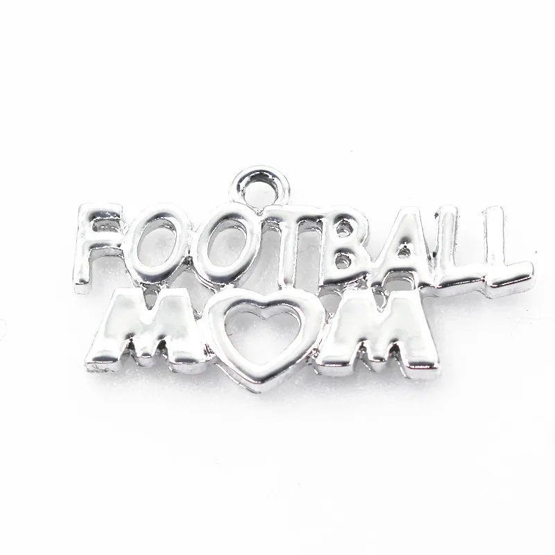 

50pcs/lot Football Mom Dangle Charms Hanging Charm DIY Bracelet Jewelry Accessories Charms