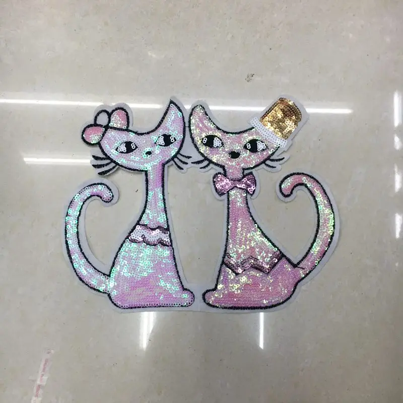 Новинка 2018 нашивки с блестками в виде кошки модная аппликация нашивка Львом для