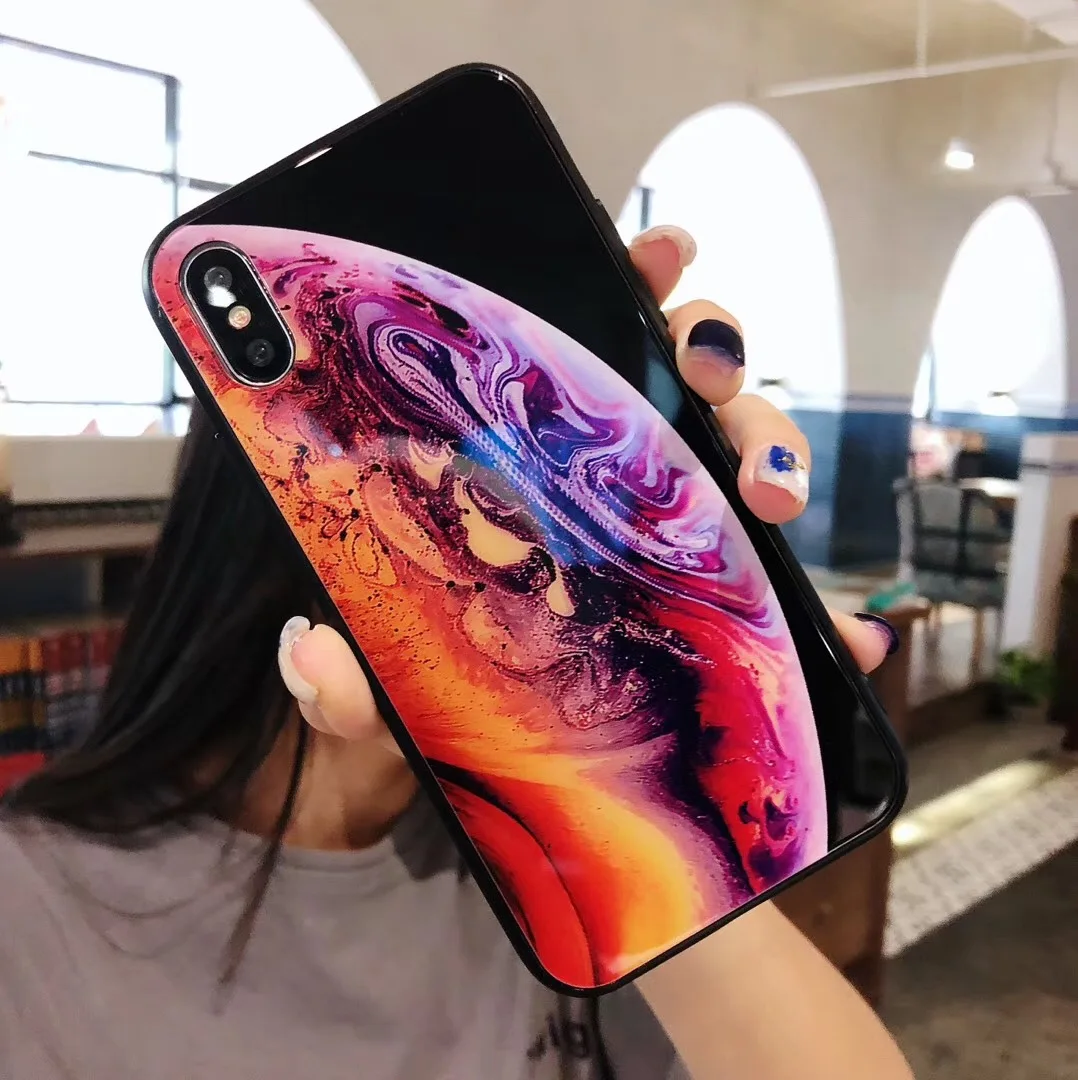 Закаленное Стекло чехол для iPhone XS Max XR случае Роскошные звезда пространство