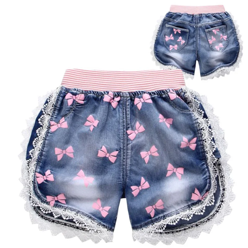 BibiCola/летние джинсы для девочек модные маленьких детская летняя одежда