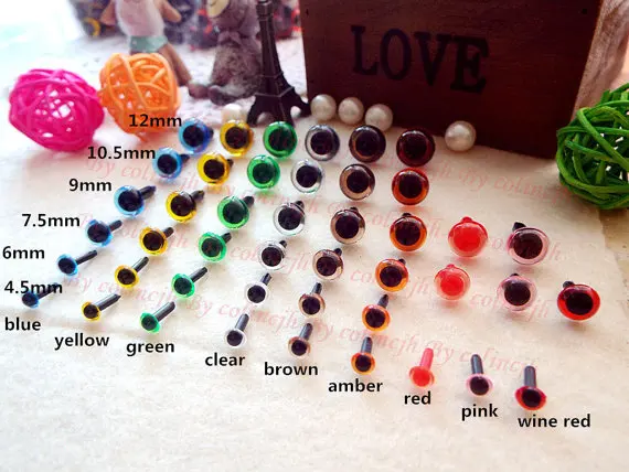 

100pcs/lot Samples Safety Plastic Animal Eyes For Toys Doll Accessories Mixed color 6 sizes can be choose