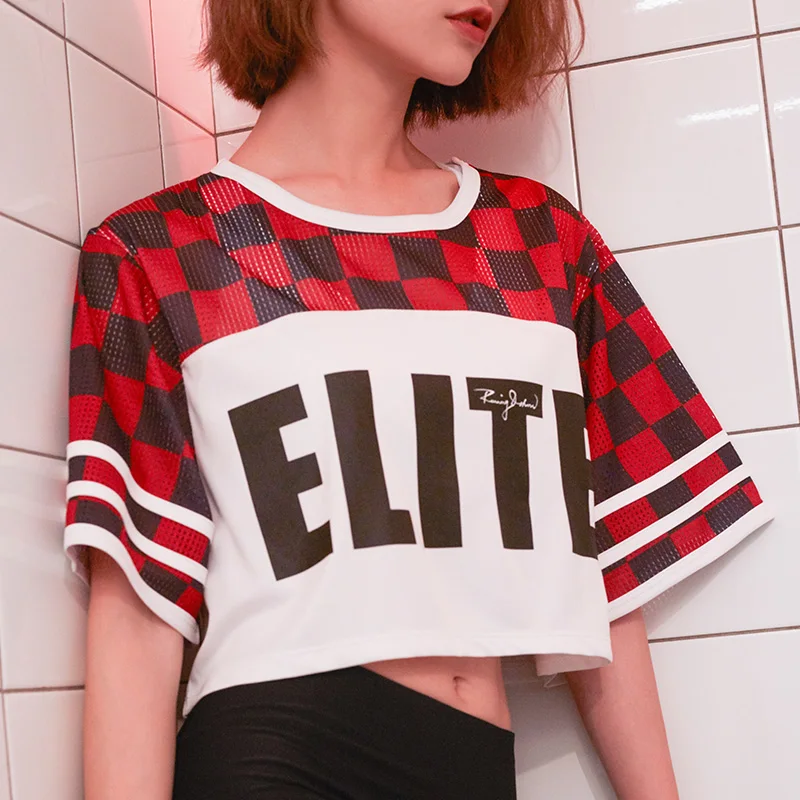 

Women's Top Shirts Blouse Sports Training Fitness Short Shirt Sportswear Ladies Mesh Panel Short- Sleeves Loose Pullover