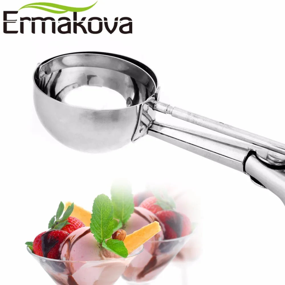 Ермакова, ложка для мороженого из нержавеющей стали, ложка для мороженого, ложка для фруктов, ложка для дыни, ложка для печенья, лопатка для дыни с спусковым механизмом