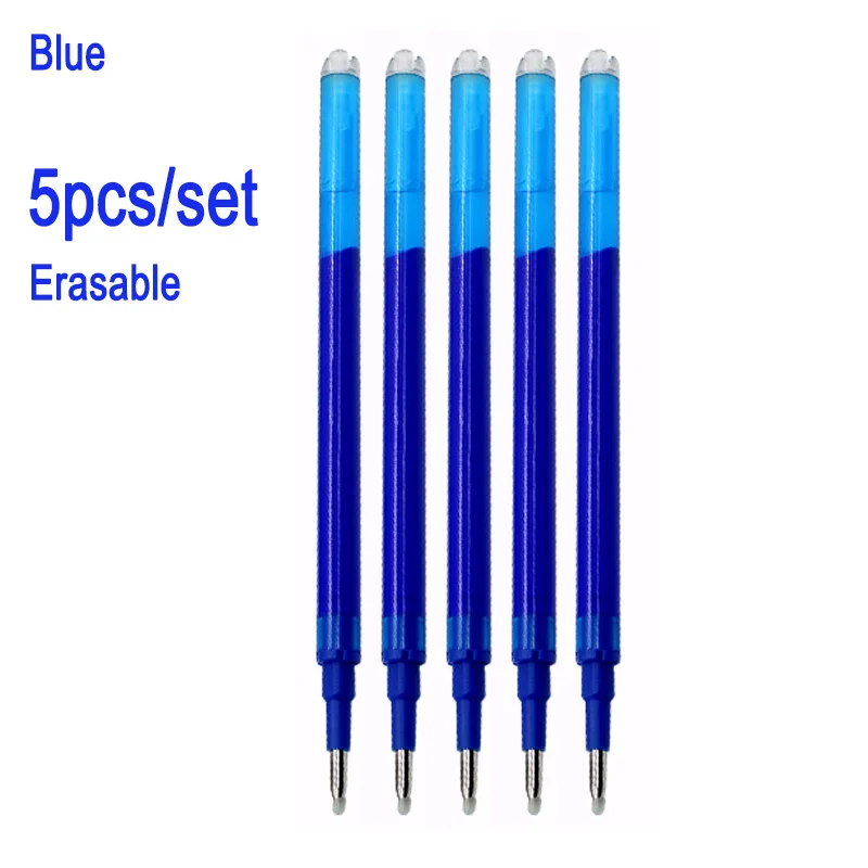 5PCS Bllue Refills 0,5 мм Волшебная стираемая ручка, кнопка слайда, гелевая ручка, красная/синяя/черная/зеленая чернильная ручка, сменная ручка для офиса и школы, канцелярские принадлежности для студентов - Цвет: 5PCS Bllue Refills