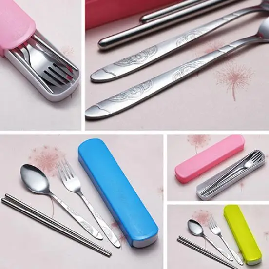 3 шт./компл. набор посуды для ланча из нержавеющей стали дорожная Складная