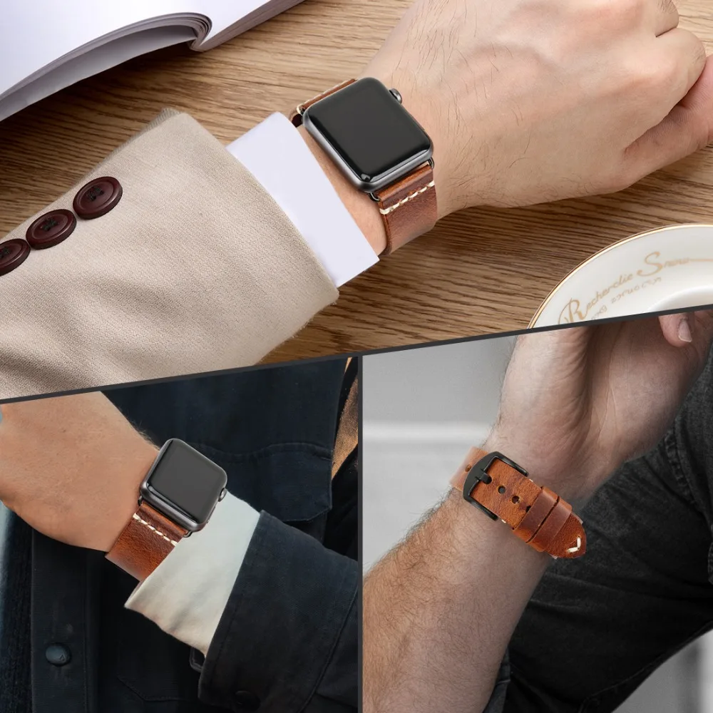 Аксессуары MAIKES из натуральной кожи для Apple Watch 38 мм 42 мм ремешок для Apple Watch 44 мм 40 мм серия 4 3 2 1 iWatch ремешок Браслеты