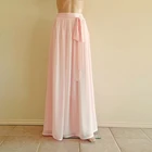 Юбка румяно-розовая для подружек невесты, длинная вечерняя шифоновая юбка макси, трапециевидного силуэта, на заказ, размера плюс