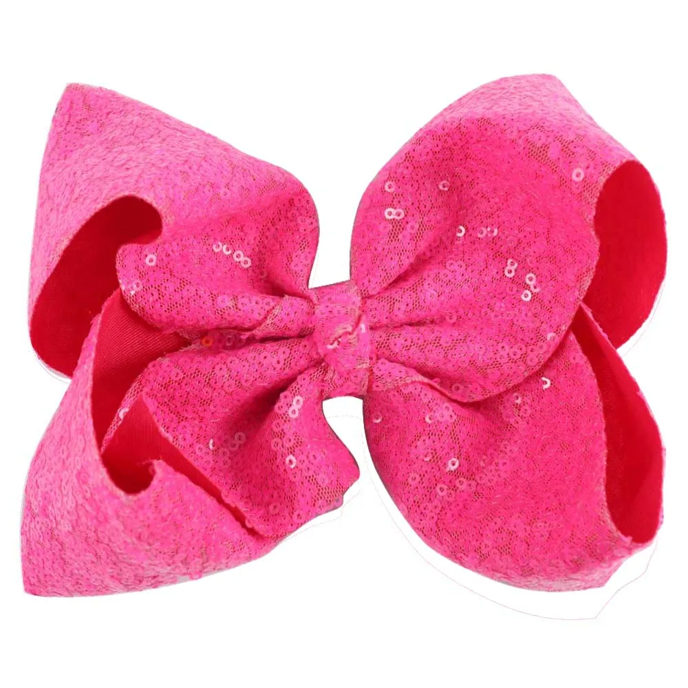 

8"Large Sequin Ribbon Hair Bow For Girls Handmade Alligator Hair Clips Barrette Bowknot Children Kids Hair Accessories
