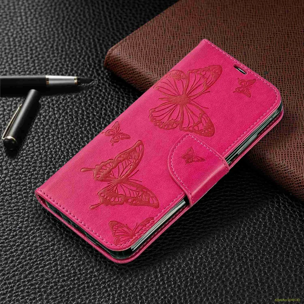 Для huawei P Smart Plus/P 2019 чехол Роскошный 3D тиснение большая бабочка кошелек флип чехлы
