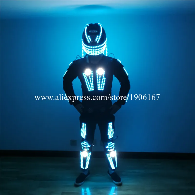 RGB красочные светодиодные светящиеся панцири робот танцевальный костюм растущий