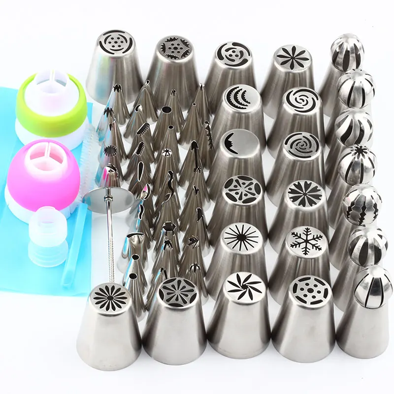 

60Pcs Russian Tips Pastry Icing Piping Stainless Steel Nozzles Set Cupcake Cake Decorating Dessert Baking Tool