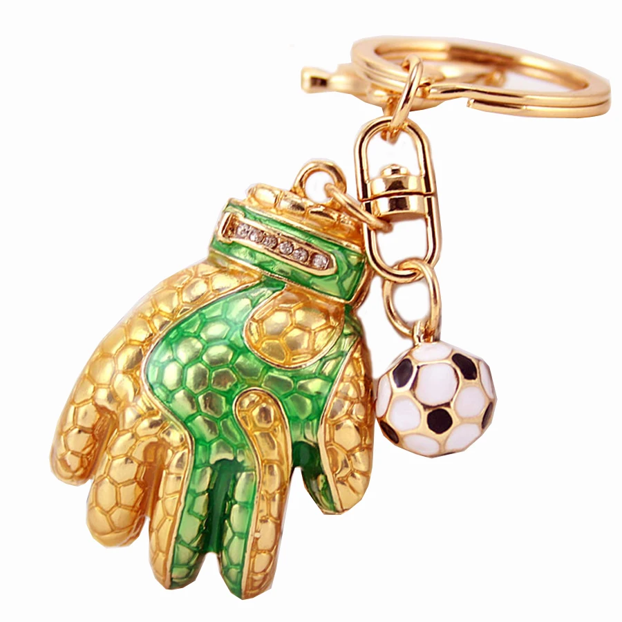 Брелок для ключей в виде футбольных перчаток с кристаллами | Украшения и