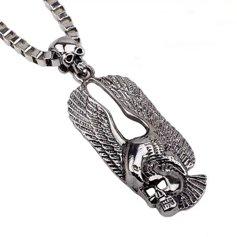 2019 Новая мода коробка цепи большой орел череп мужская сталь кулон ожерелье