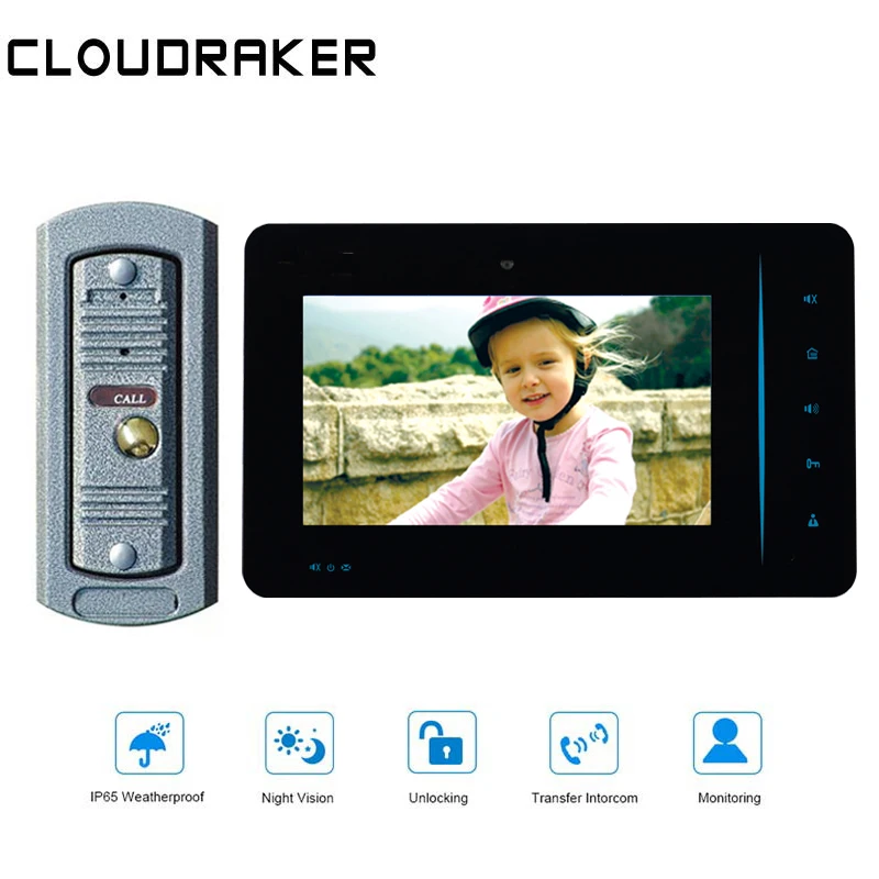 CLOUDRAKER видео дверной звонок 1x7 ''монитор с 1x проводной дверной телефон камера видеодомофон система