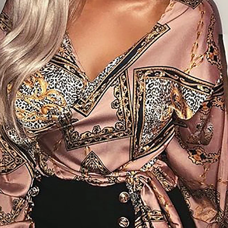 Сексуальная Женская Розовая Шифоновая Блузка офисная женская с v образным