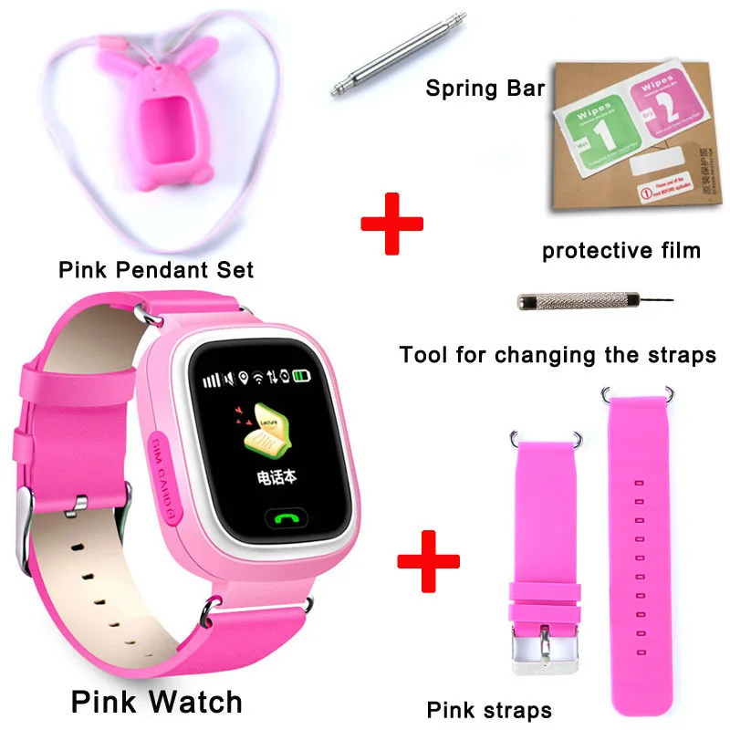 pin add strap set Q90 gps Детские Смарт-часы Детские Анти-потери часы с Wifi сенсорный экран SOS Вызов расположение устройства трекер для детей безопасный монитор - Цвет: pin add strap set