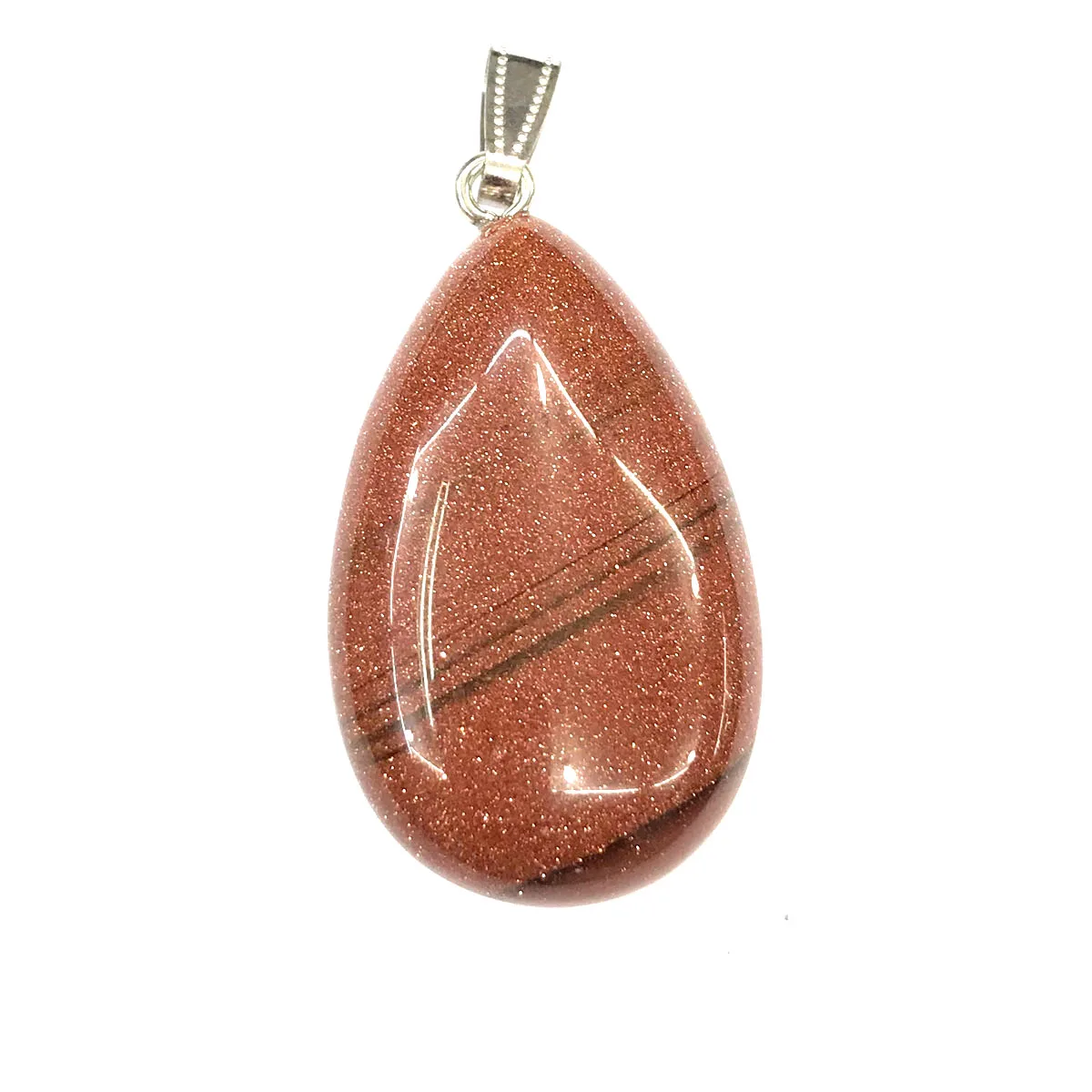 Gold Sand Stone Натуральный камень кулон в форме капли воды форма Кристалл Агаты ожерелье кулон для изготовления ювелирных изделий хорошее качество Размер 24 мм x 43 мм - Окраска металла: Gold Sand Stone