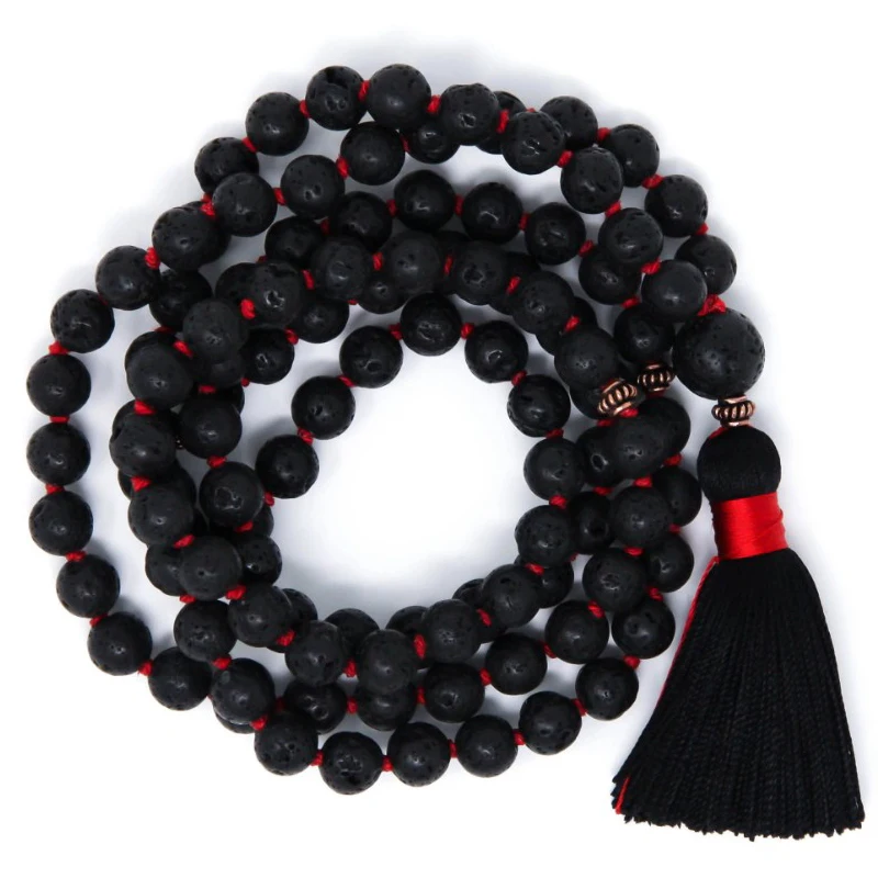 108 Mala Beads ожерелье из вулканического камня Japa буддистские молитвенные бусины Йога