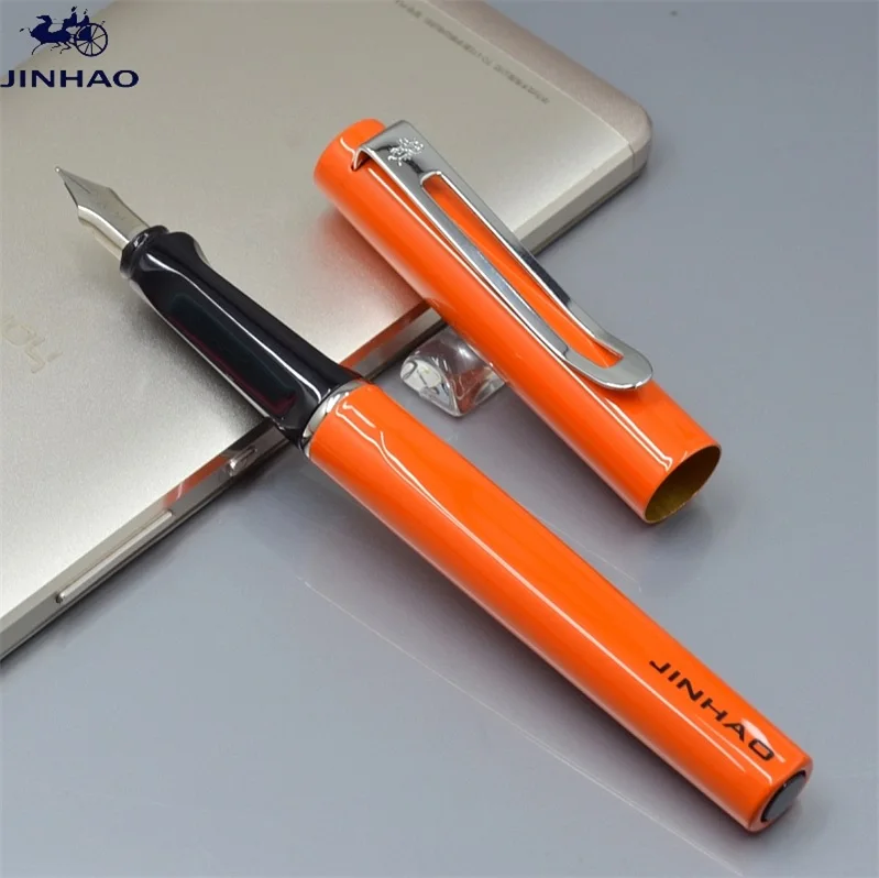 Роскошная ручка JINHAO 599 металлическая авторучка для офиса, канцелярские принадлежности, фирменные ручки для каллиграфии, ручки для студенческого подарка - Цвет: orange