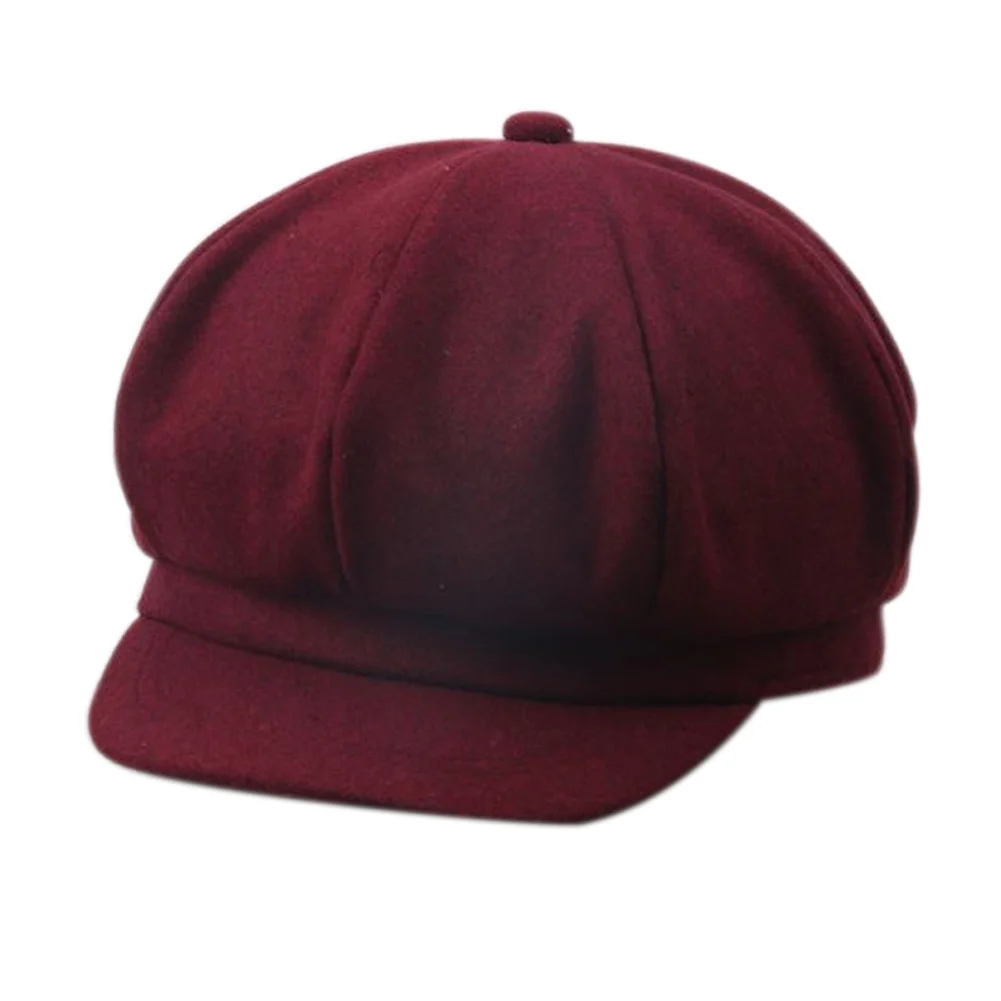 jujube red Модный осенне-зимний Корейский детский берет, одноцветная восьмиугольная кепка, детская шапка, уличная Кепка для мальчиков и девочек, повседневные Шапки FDC99 - Цвет: jujube red
