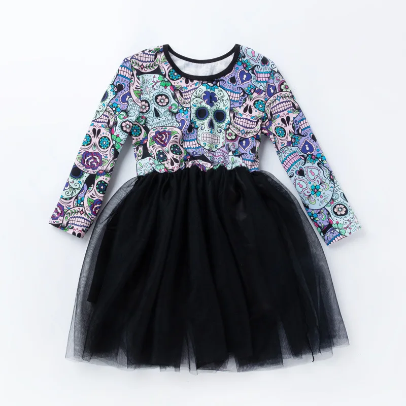 Детское платье для косплея костюм на Хэллоуин вечерние бальное с черепом одежда