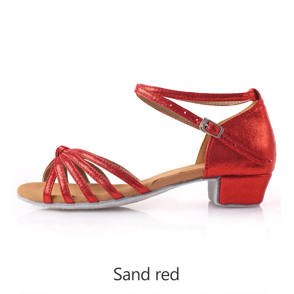 sand red 3cm heel Новое поступление; бальные туфли высокого качества для женщин и девочек; Танцевальная обувь для латинских танцев; кроссовки на низком каблуке; Танцевальная обувь для танго, сальсы для детей; 4 цвета - Цвет: sand red 3cm heel