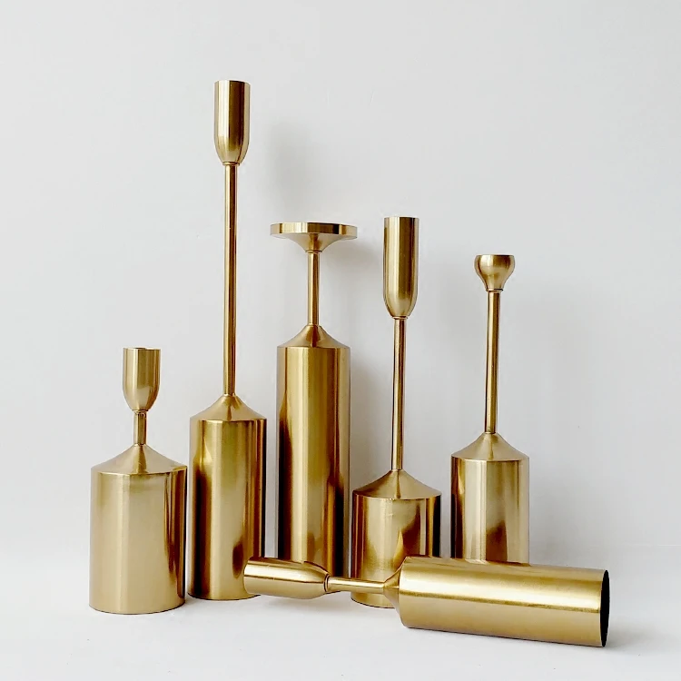 Домашние украшения Латунный Подсвечник для комнаты образца виллы|brass candle stands|candle