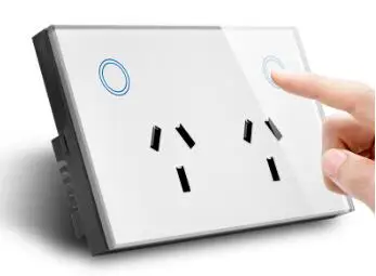 AU утвержден ASEER сенсорный контроль розетка 15А, черная прозрачная тарелка из стекла, AC 110-240 В, Doubel настенная розетка и переключатель SAA GMA CE - Тип: White Color