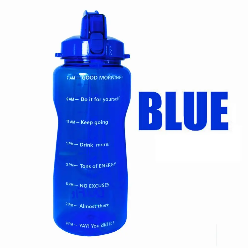 Blue Bottle QuiFit 2L 3.8L галлон Тритан Спортивная бутылка для воды с соломинкой большой протеиновый шейкер для напитков бутылки Тыква чашка кувшин BPA бесплатно открытый тренажерный зал - Цвет: Blue Bottle